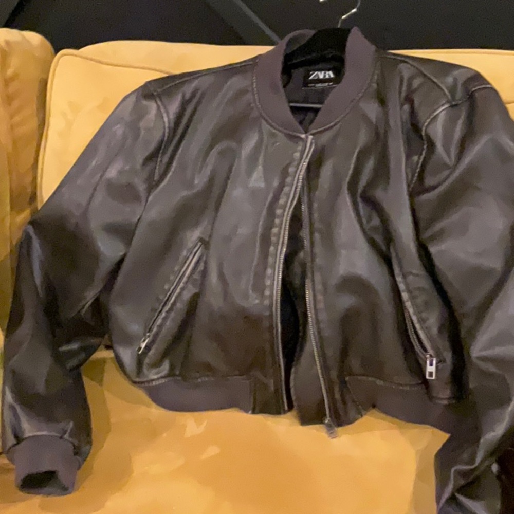 Zara faux Black Leather Jacket for Women